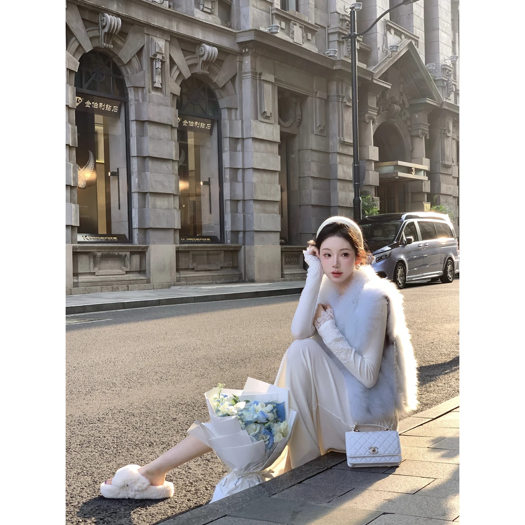 【雅乔定制】香云雪雾蓬松软糯山羊绒马甲皮草外套女DYYY-250851126