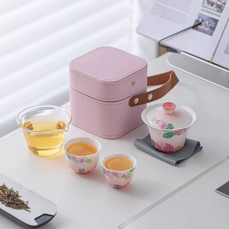 旅行茶具套装便携式包单人户外露营快客杯功夫泡茶碗女性旅游茶杯