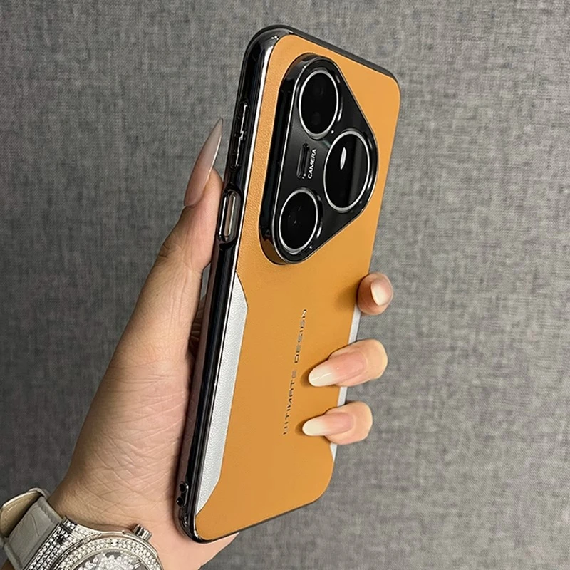 适用华为pura80pro手机壳新款pura80素皮保护套ultra潮牌防摔商务