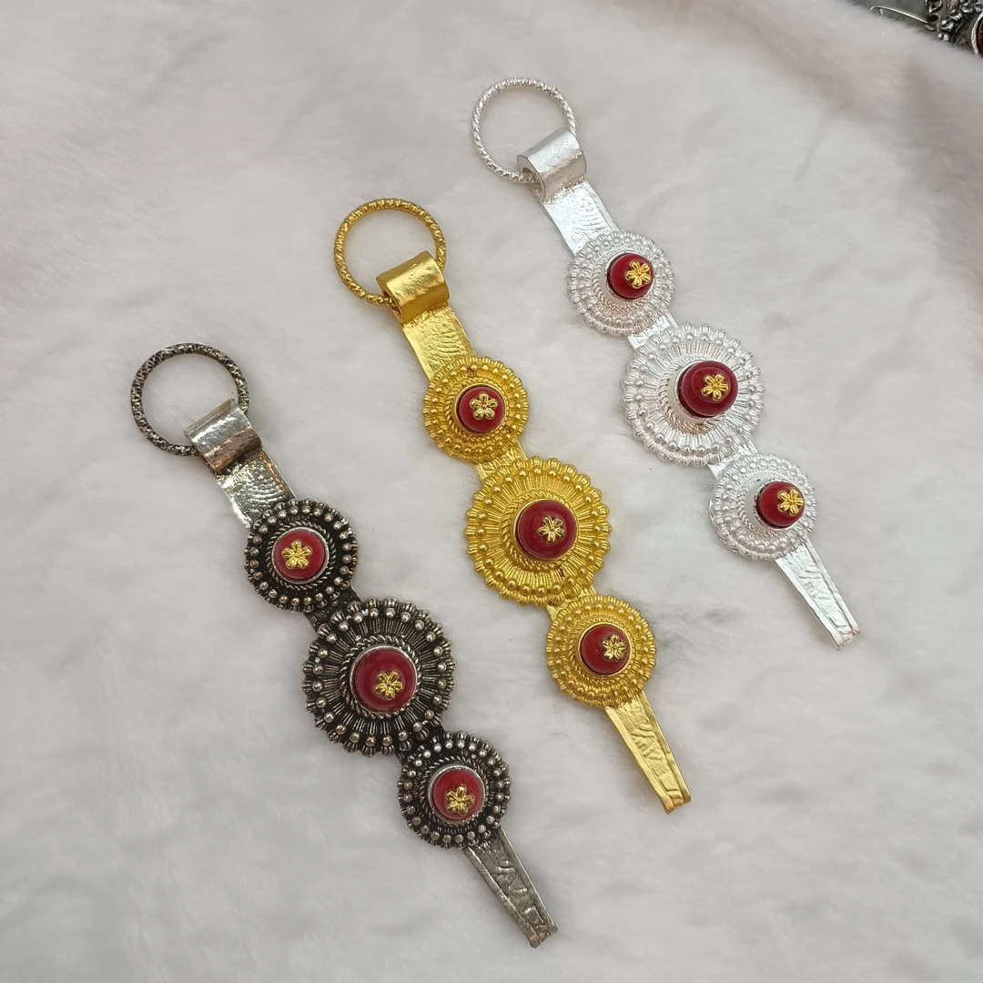 锌合金亚克力婚庆饰品 康巴汉子精致头饰配件红色镶钻民族风首饰