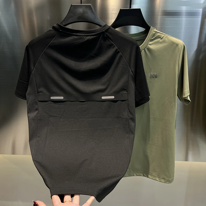 夏季薄款凉感百搭短袖T恤男士冰感速干透气弹力运动休闲轻奢半袖