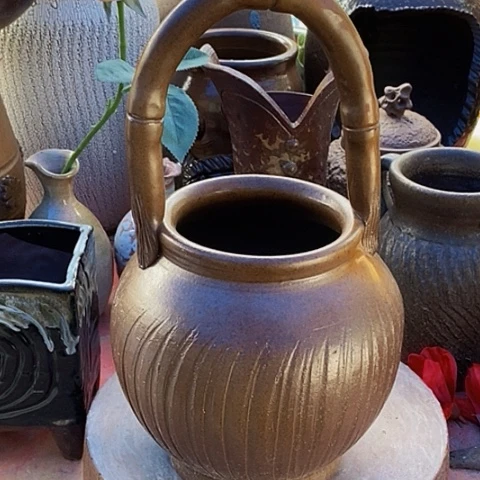 紫砂花盆口13深19手工大号