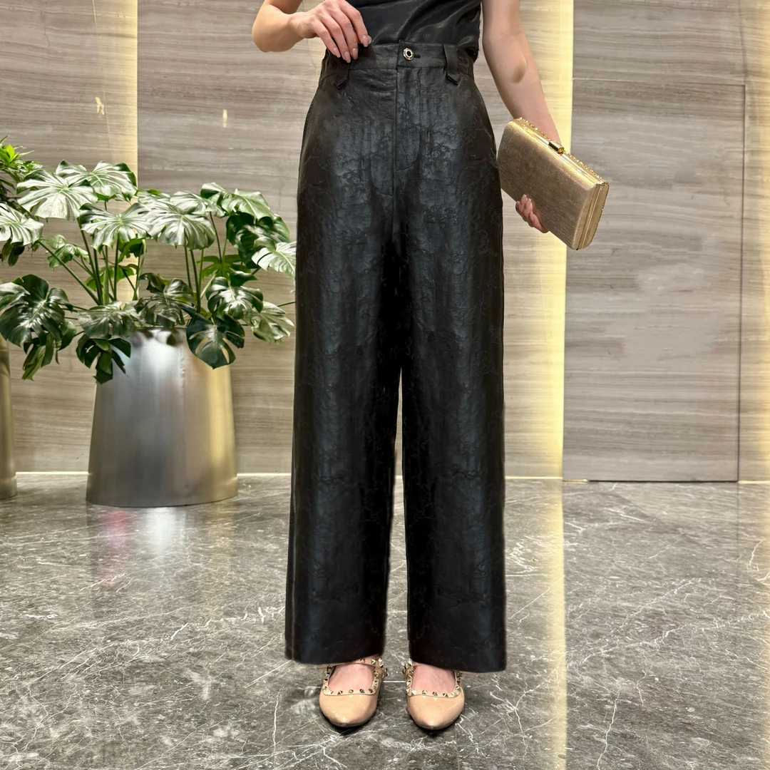 FSSIA知意|香云纱原色龟纹提花百搭显瘦直筒裤长裤MG-5207