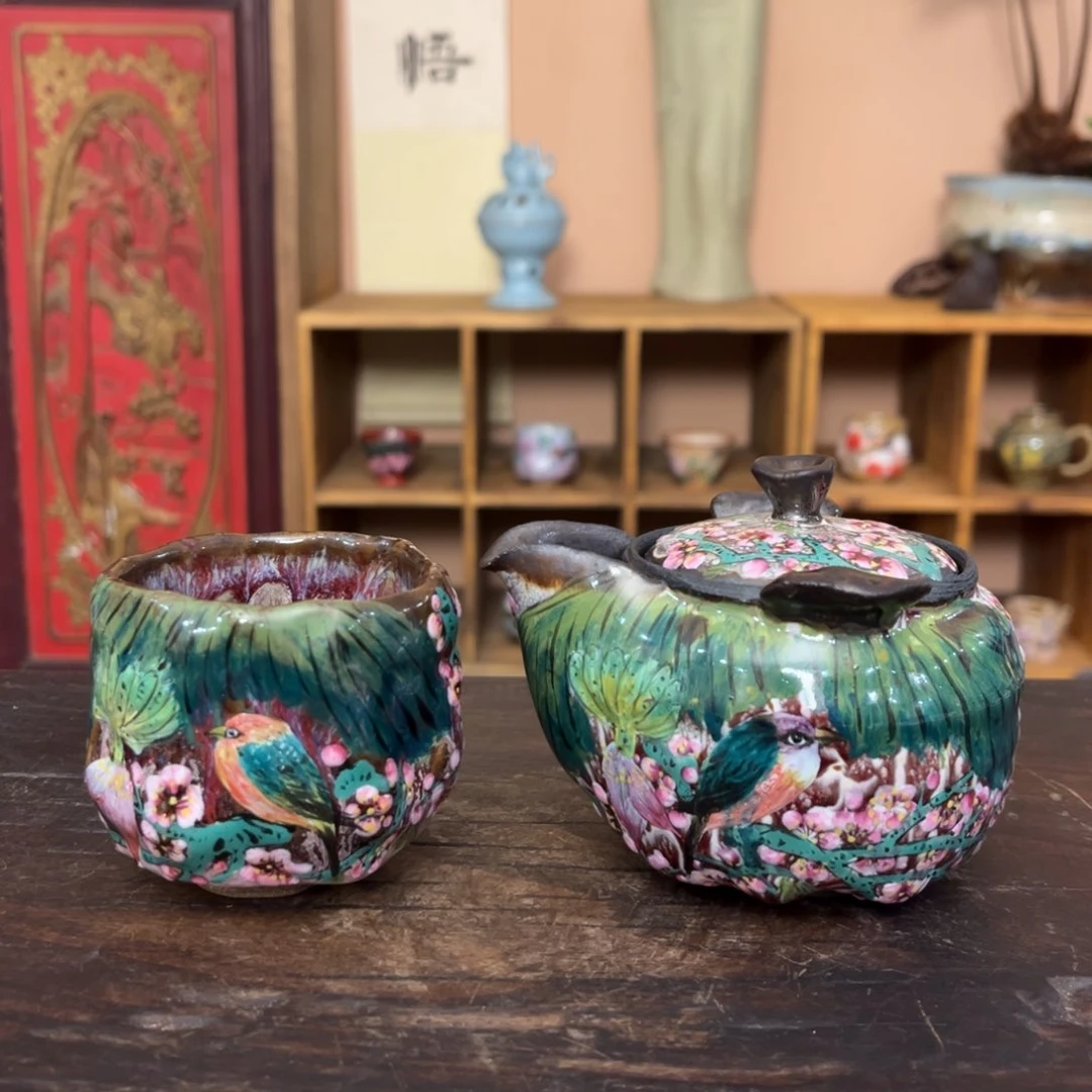 柴烧纯手工手绘陶瓷
