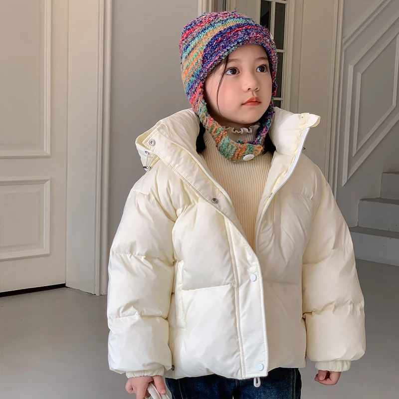 2025新款三防女童羽绒服儿童宝宝短款连帽冬季加厚保暖面包服外套