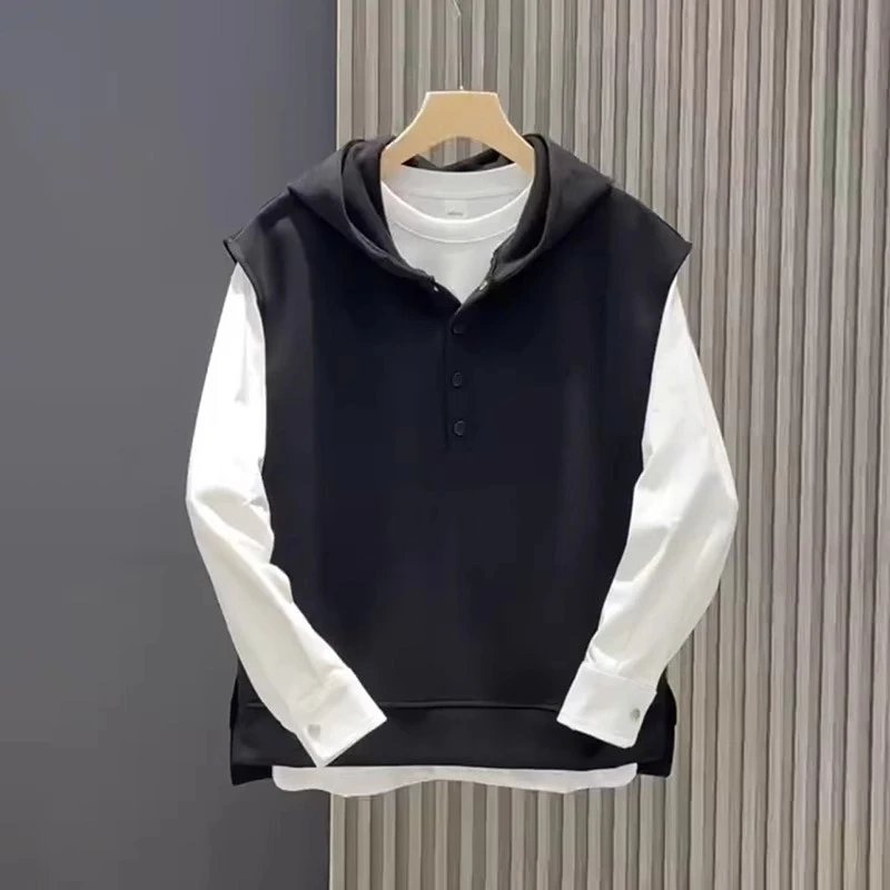 Pepp2025高级感潮牌休闲运动连帽卫衣马甲男士春秋季百搭宽松上衣