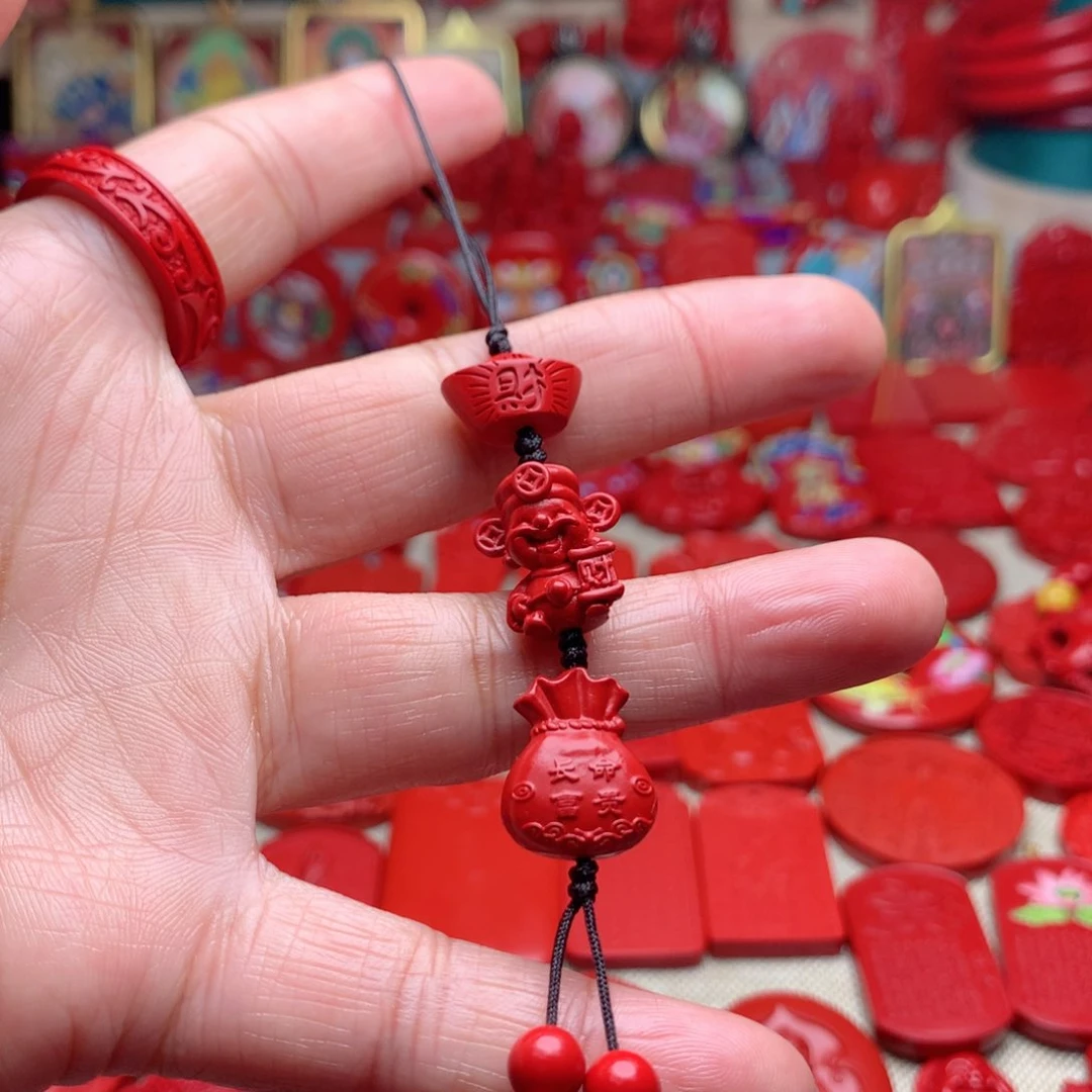 天然辰砂工艺品朱砂手机坠