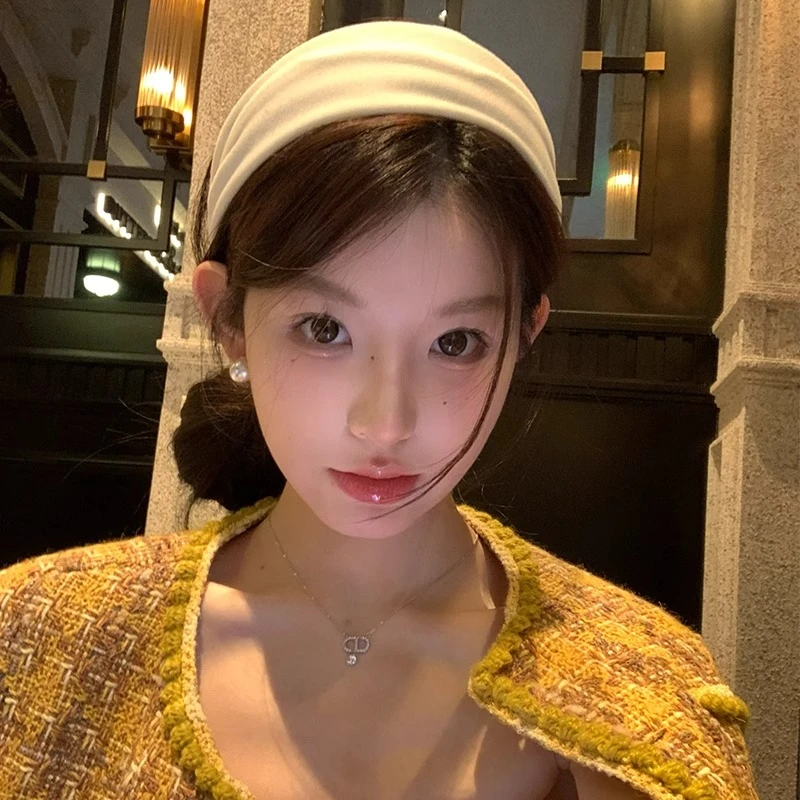 白色宽边发箍女高颅顶日常外戴不勒头压发洗脸头箍发卡高级感发饰