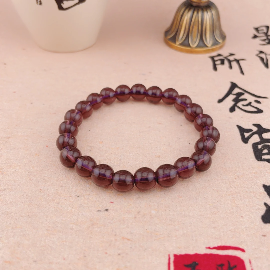 非金属仿水晶手链 紫色圆珠手链素款简约日常通勤男女款W1