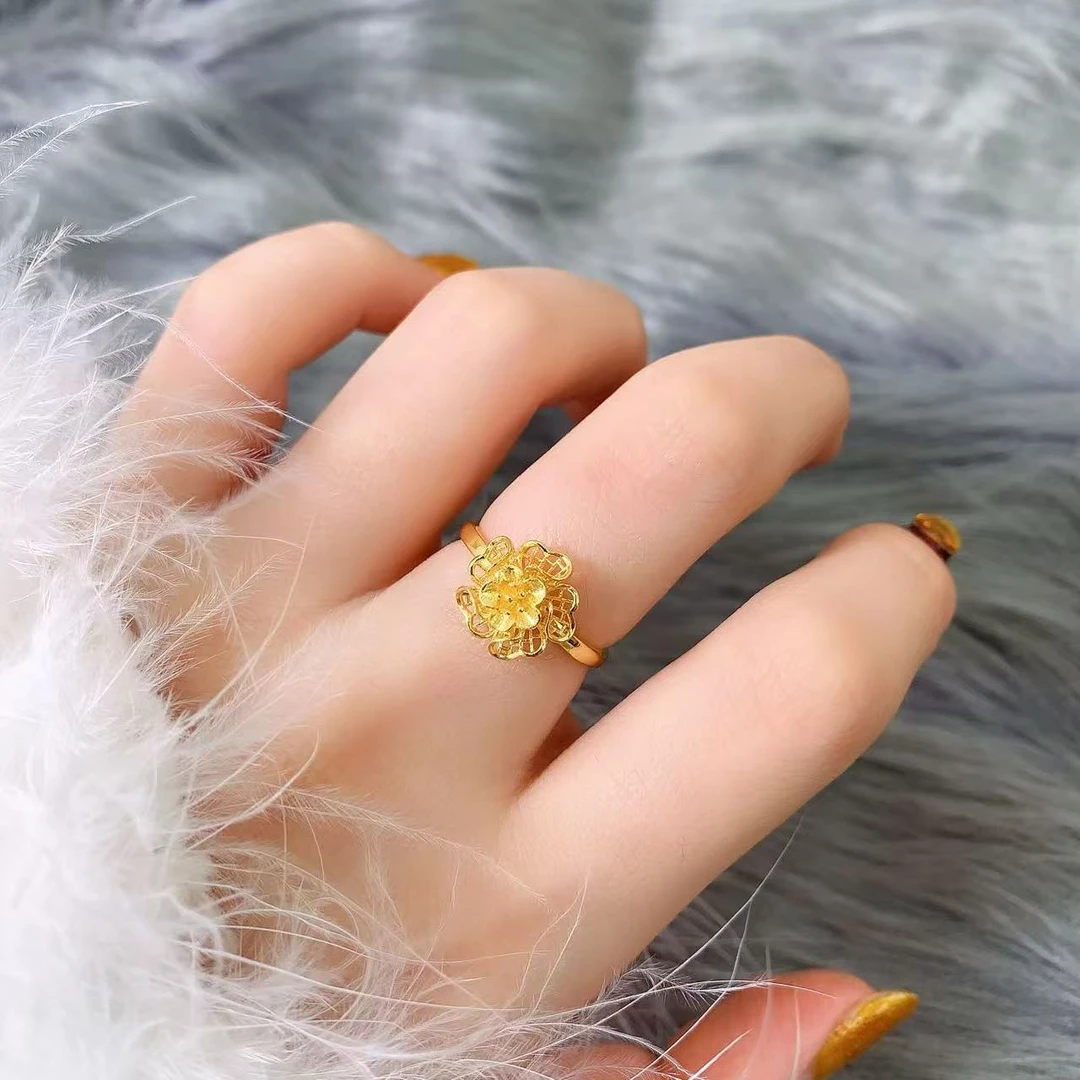 【伟新源】足金999 5G工艺 花花活口戒3.3克