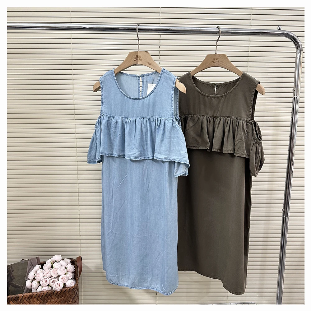 ML8162 夏季新款宽松圆领拼接中长款显瘦女士背心裙