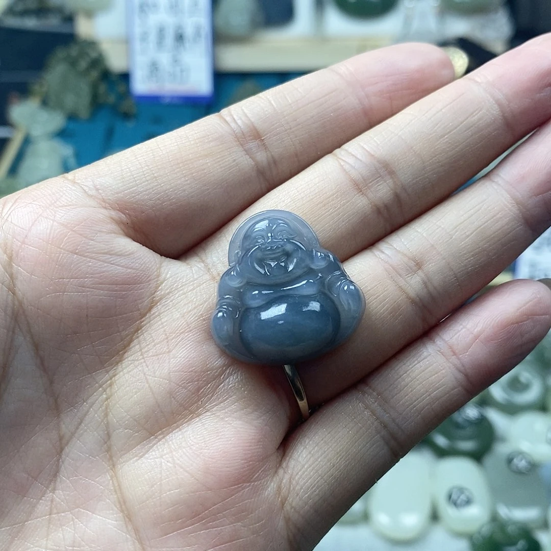 和田玉未镶嵌颈饰烟紫佛公1300