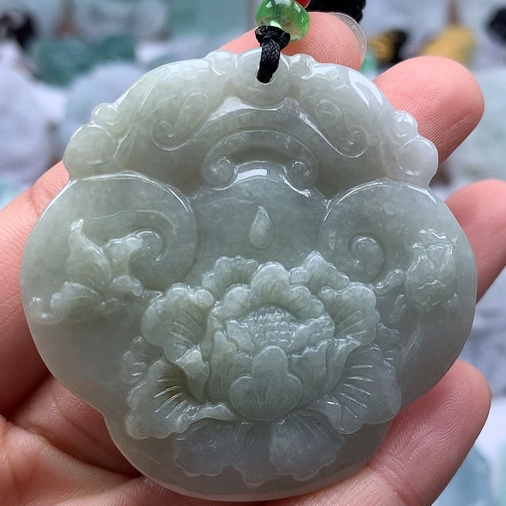 翡翠未镶嵌颈饰花开富贵如意锁福利