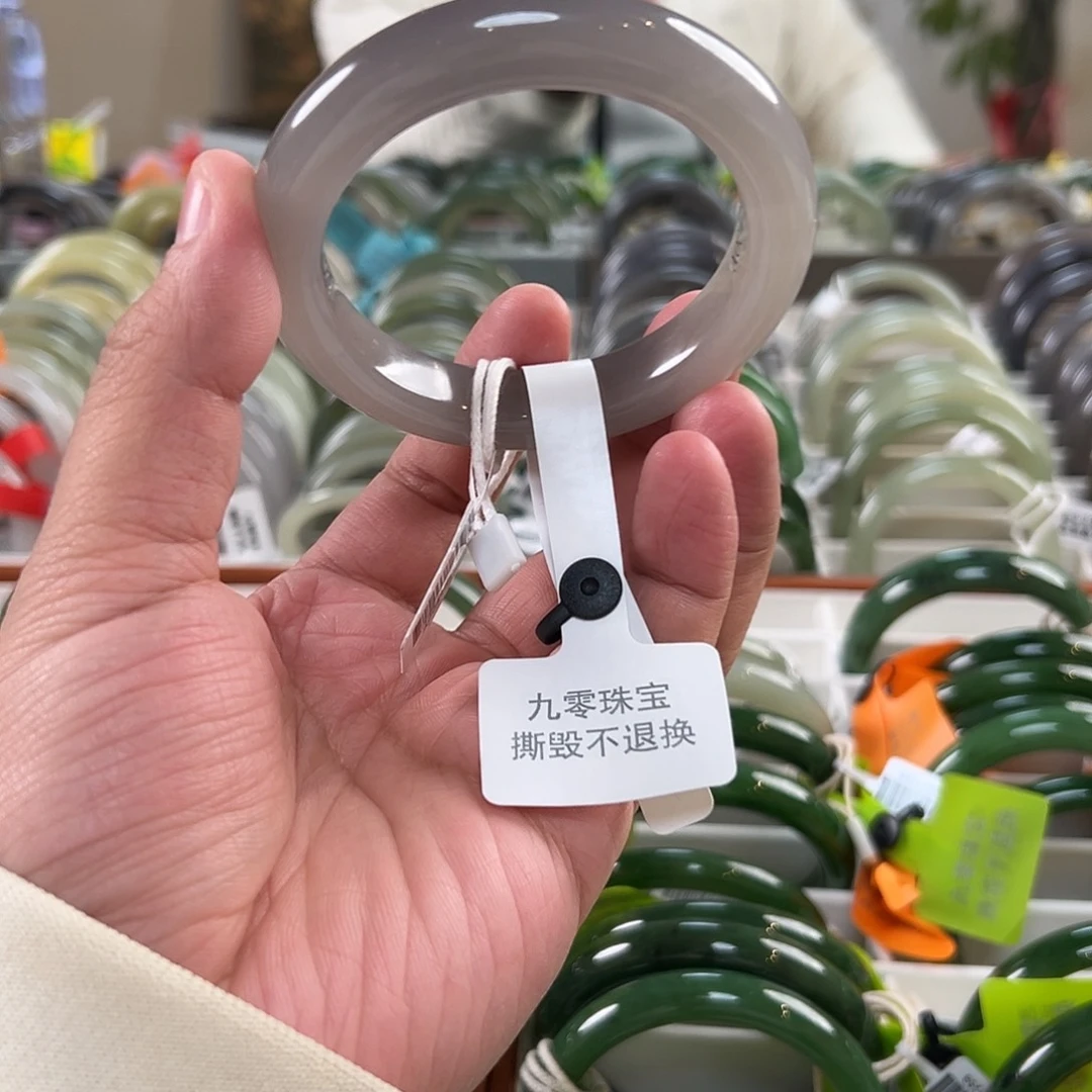 紫***韵和田玉未镶嵌手镯烟紫手镯A0047-58