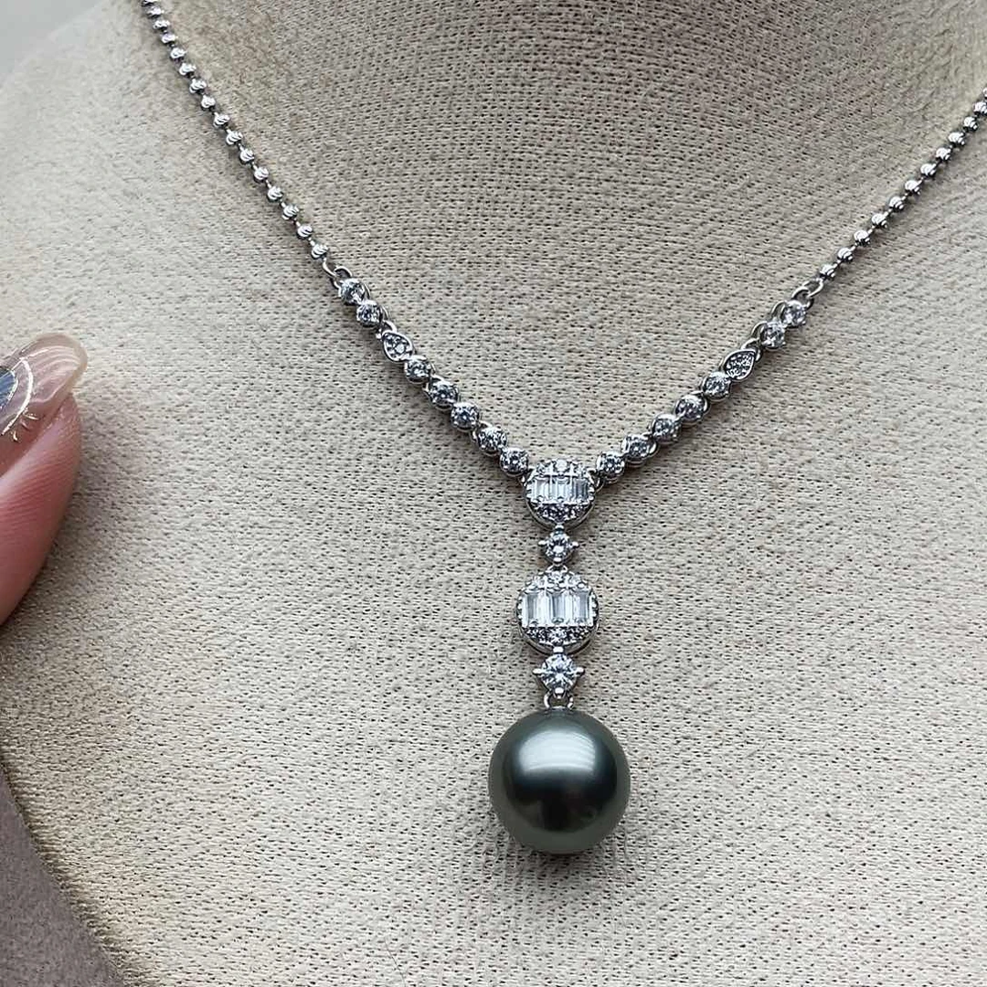银S925镶嵌海水珍珠套链125