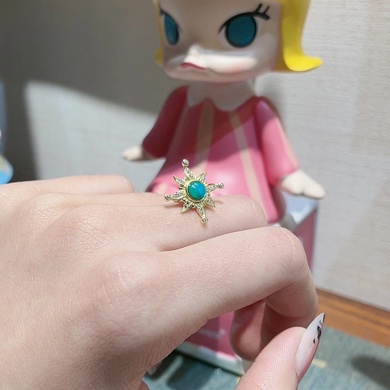 雅致家手工百搭绿松石太阳花扣子合金（多样性发其一）