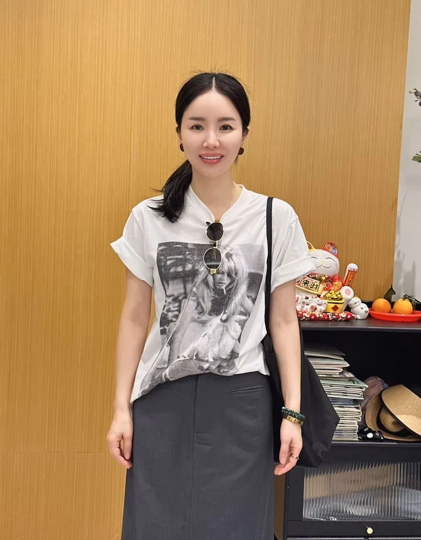 【NO退NO换】鑫燃KIKI 小众设计感图案百搭显瘦T恤  90091 WU 【F】