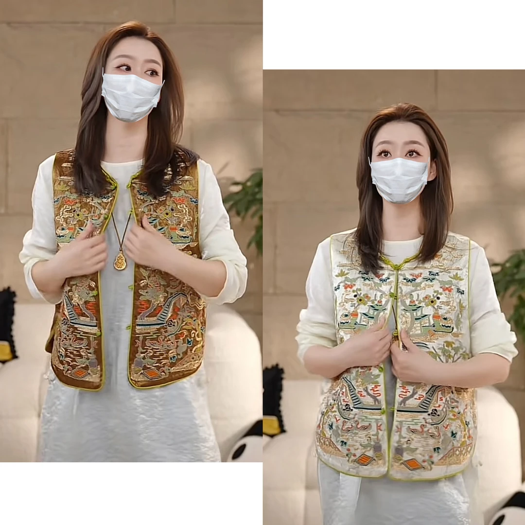 Miss.Z【小桥流水】新中式醋酸金丝刺绣马甲#m25019