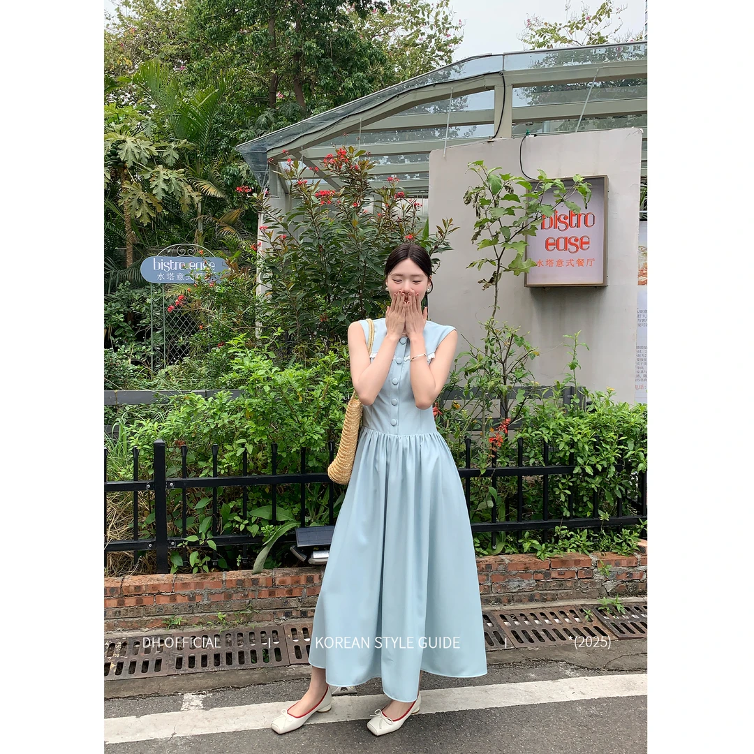 DH OFFICIAL 大花【仙本那假期 green】修身显瘦浪漫风湖绿色连衣裙