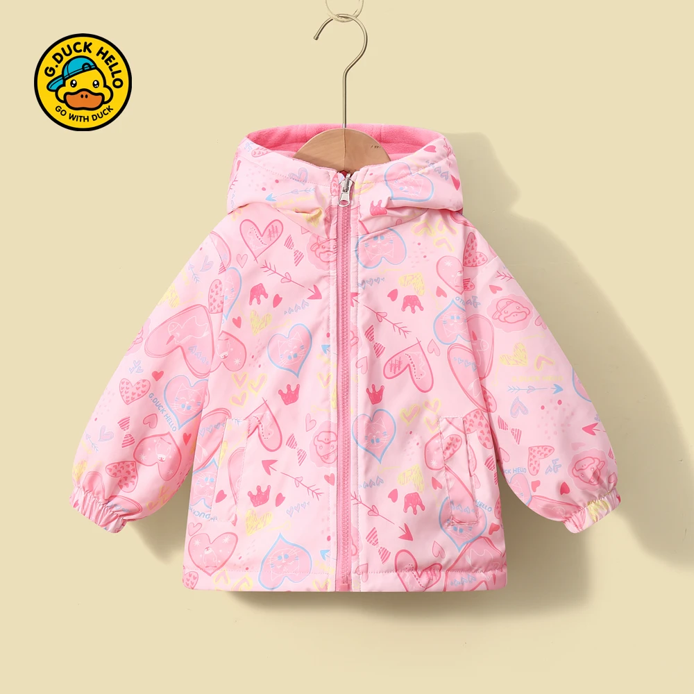 小黄鸭儿童春装外套双面穿2025摇粒绒秋冬男宝宝小女孩抓绒拉链衫