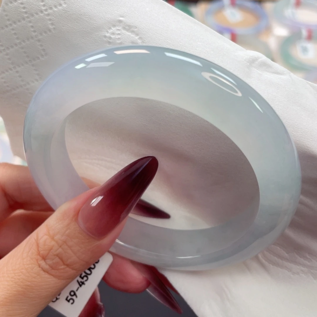 未镶嵌手镯翡翠51号59号厚装全胶起冰淡春彩