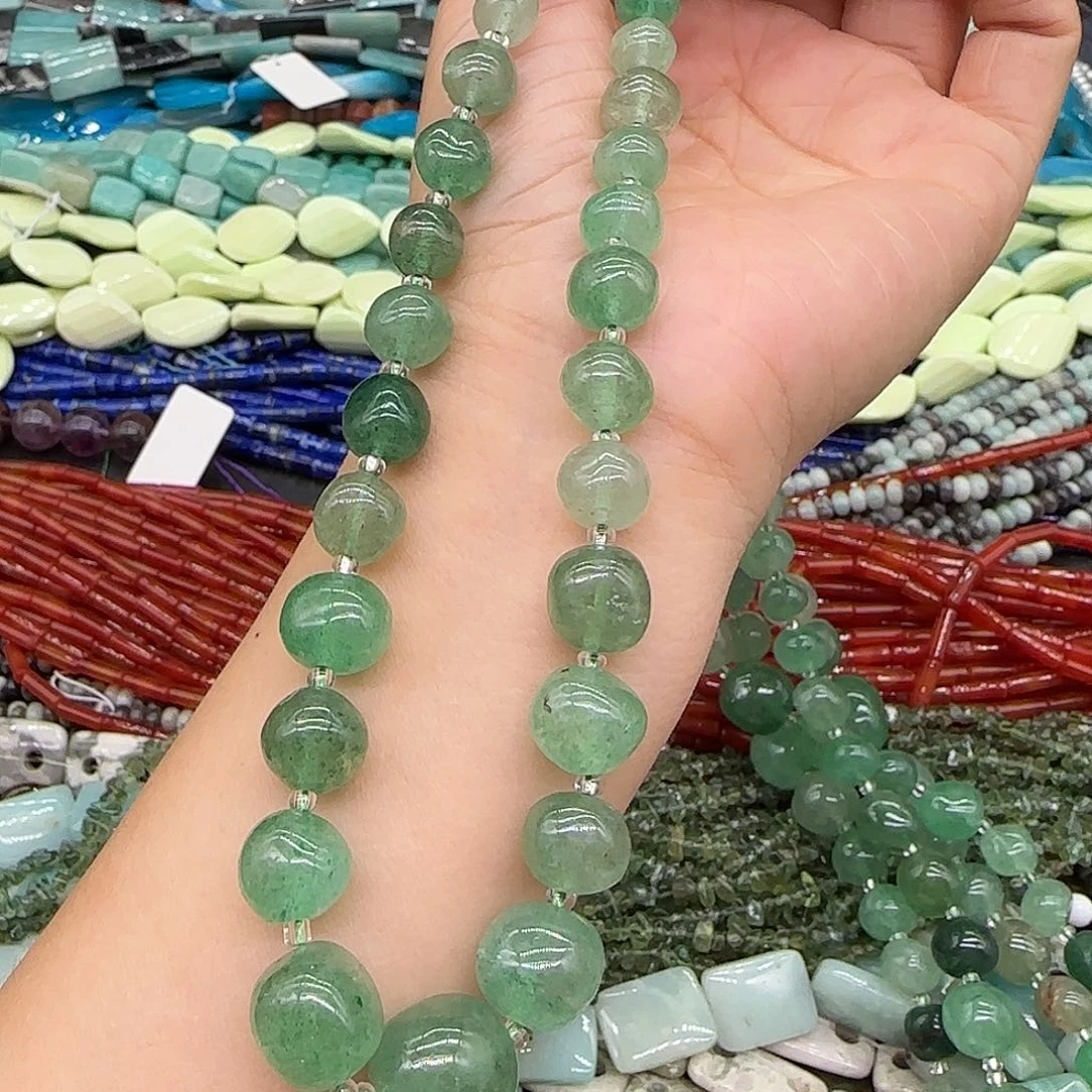 合金玛瑙/玉髓珠宝半成品绿草莓晶塔链一条