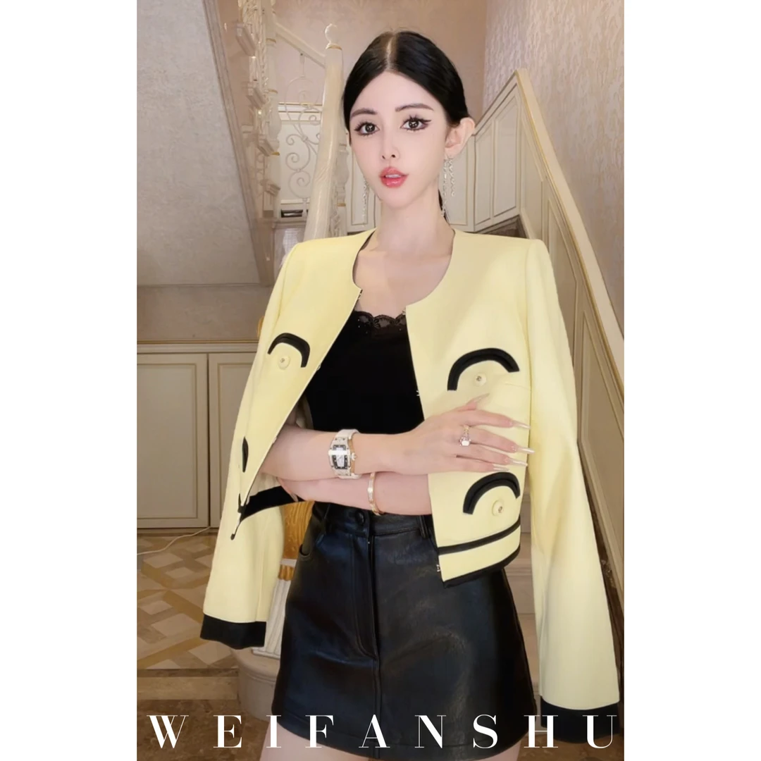 WEIFANSHU/魏凡舒【知性欧尼】秋季新款名媛小香风时髦气质羊皮外套