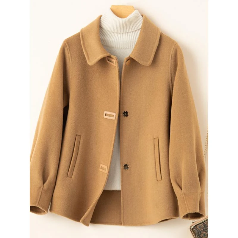高端短款大衣女小个子妈妈全双面绒外套25新秋冬宽松呢子
