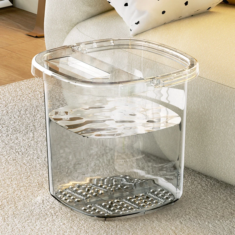 泡脚桶 带脚底按摩足浴盆家用高透明塑料PET高深洗脚大号泡脚桶盆