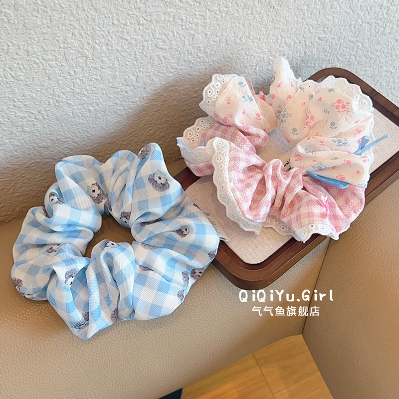 儿童花边大肠发圈女童碎花蝴蝶结头绳小女孩扎丸子头高级洋气皮筋