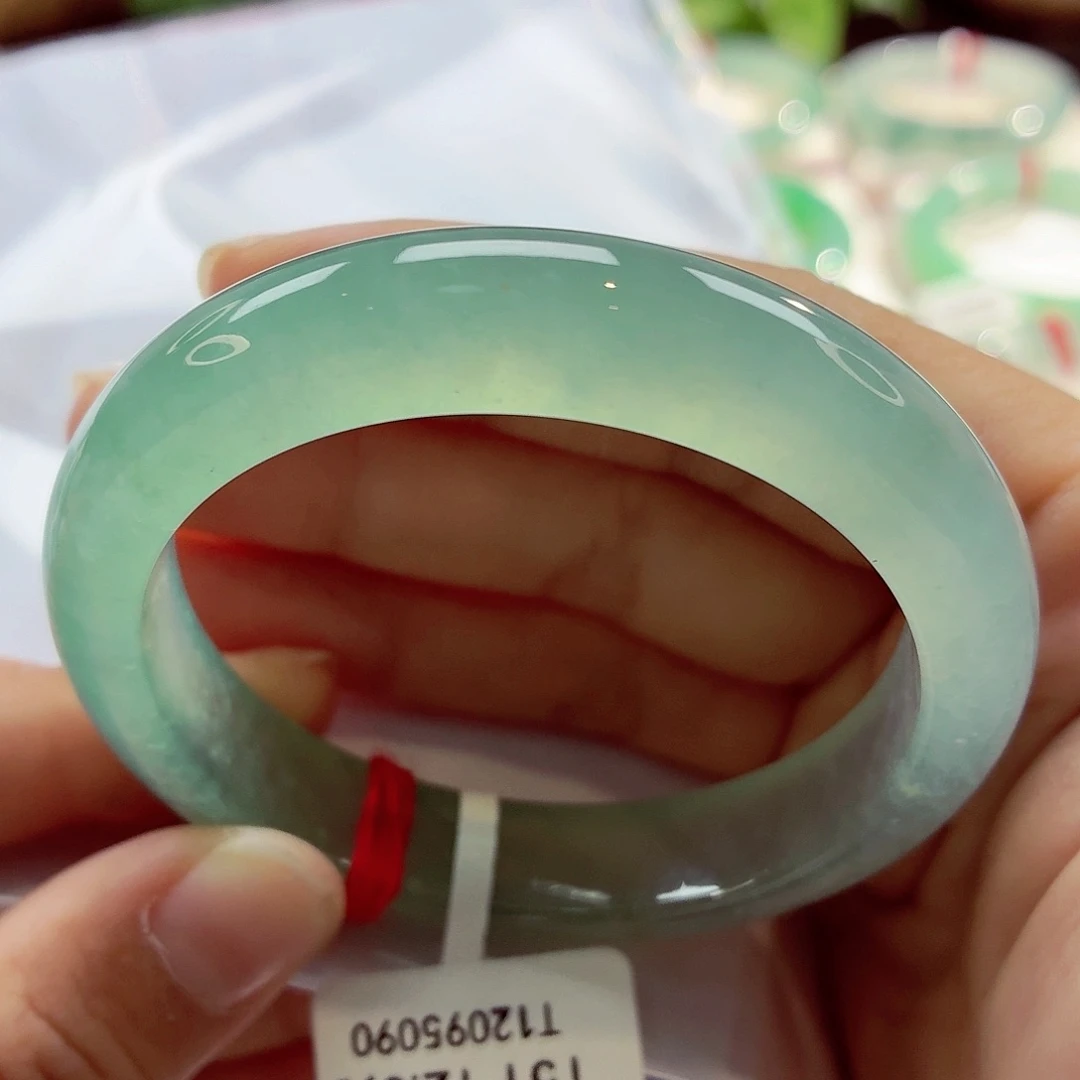 翡翠未镶嵌手镯冰晴底起双眼皮68-15