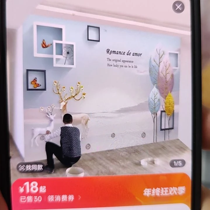 东***现客厅电视墙壁画壁布材质