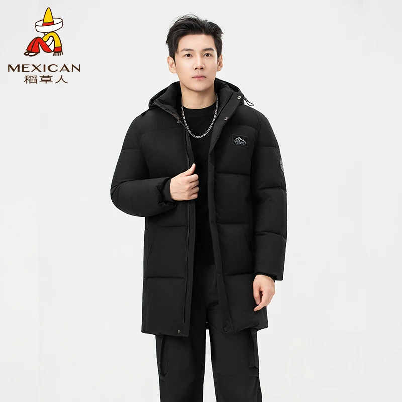 【长款加厚棉服】稻草人男士新款棉服冬季保暖商务休闲连帽外套
