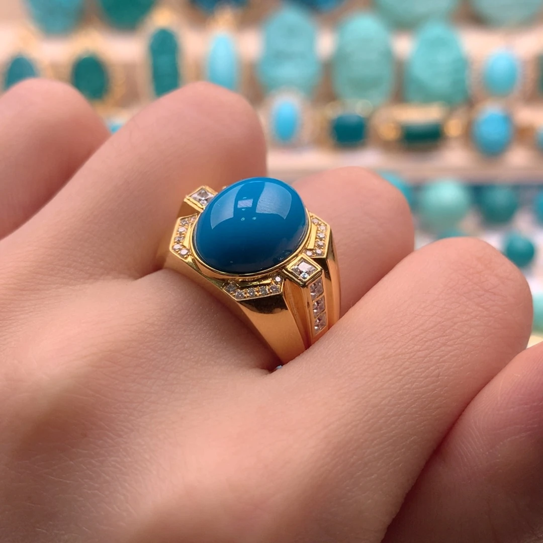 绿松石18K金镶嵌戒指