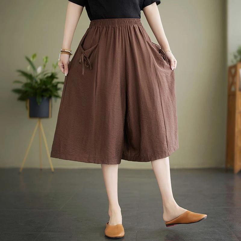 【现货+运费险】棉麻阔腿七分裤大码宽松气质时尚百搭休闲裙裤TZ998