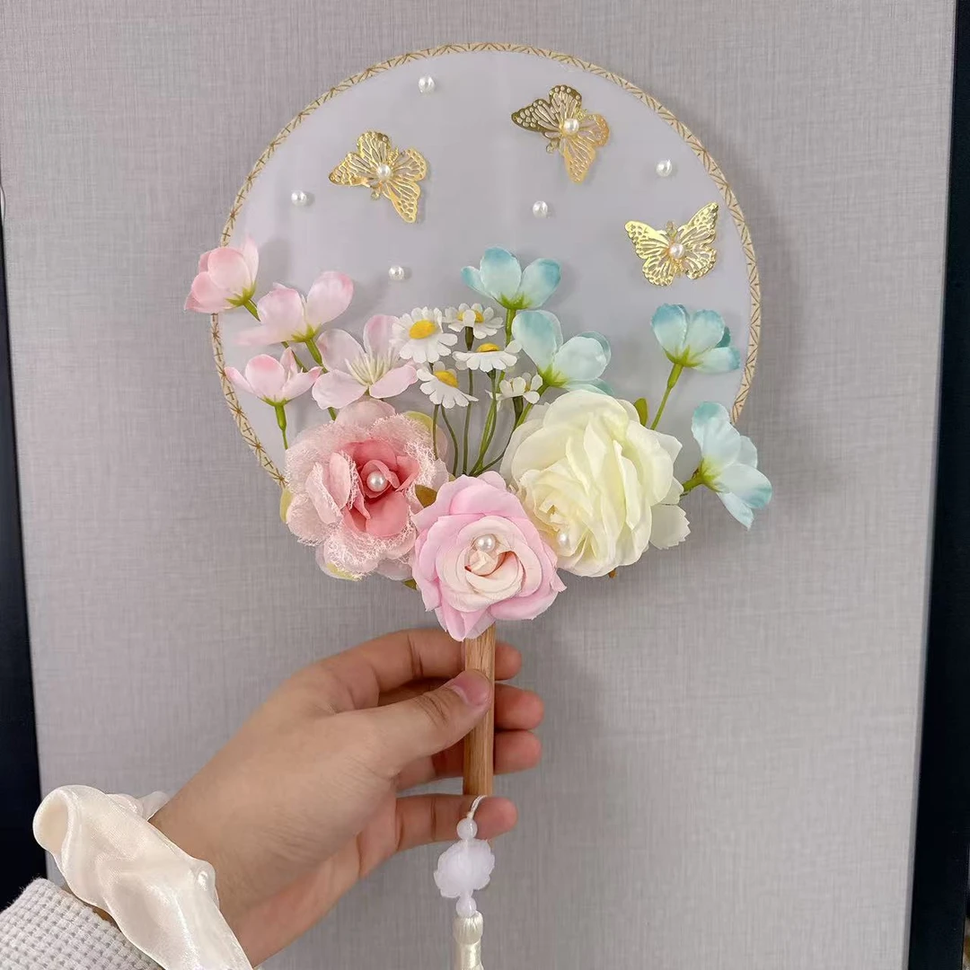 新国风团扇刺绣花朵手工时尚百搭拍照必备景点旅游打卡