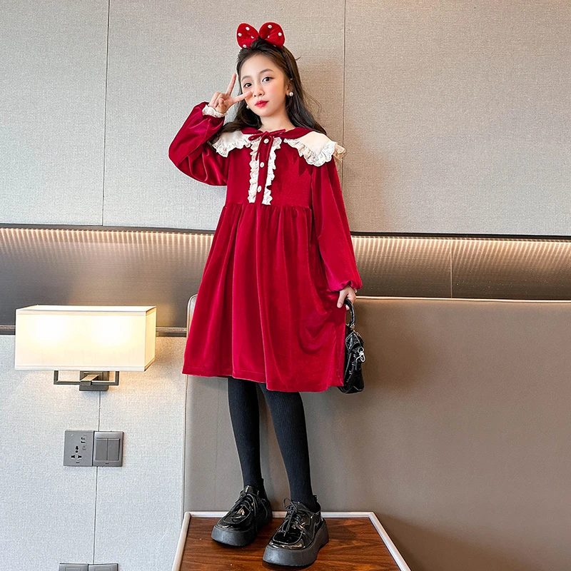 【泡总反季专属】A9359女童连衣裙秋冬款2024新款儿童加绒公主裙