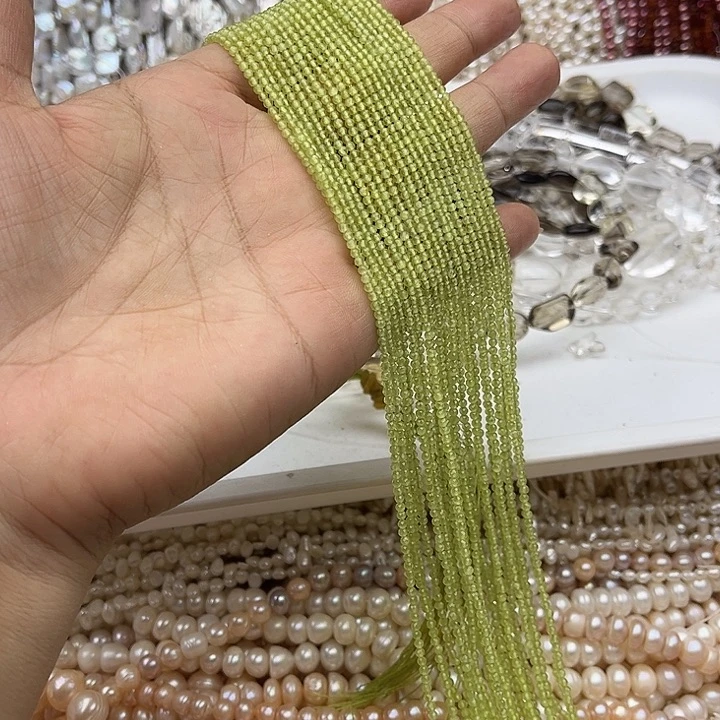 玛瑙/玉髓未镶嵌珠宝半成品?****.2条2mm橄榄石刻面