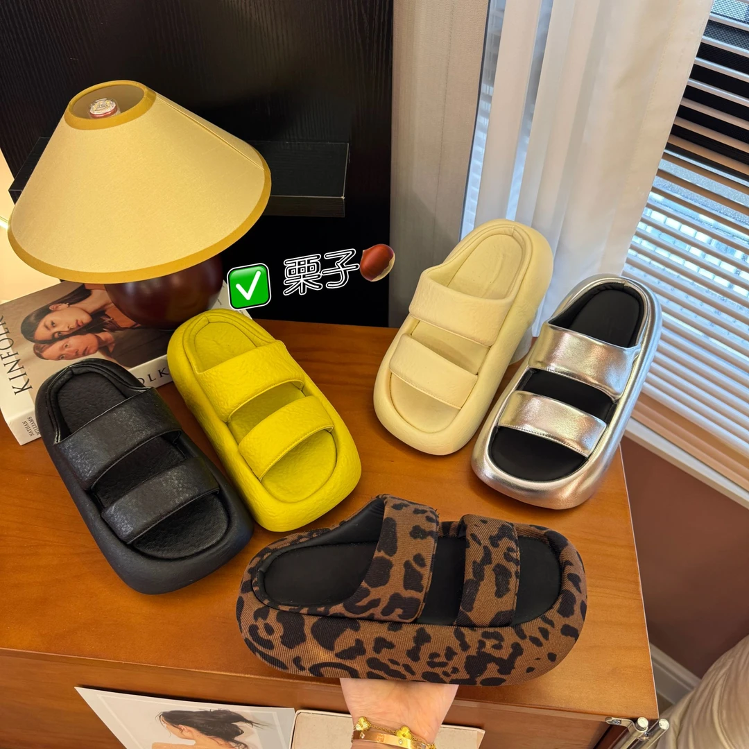 栗子-软底软面！面包拖女网红同款2025夏新沙滩外穿拖鞋防滑厚底