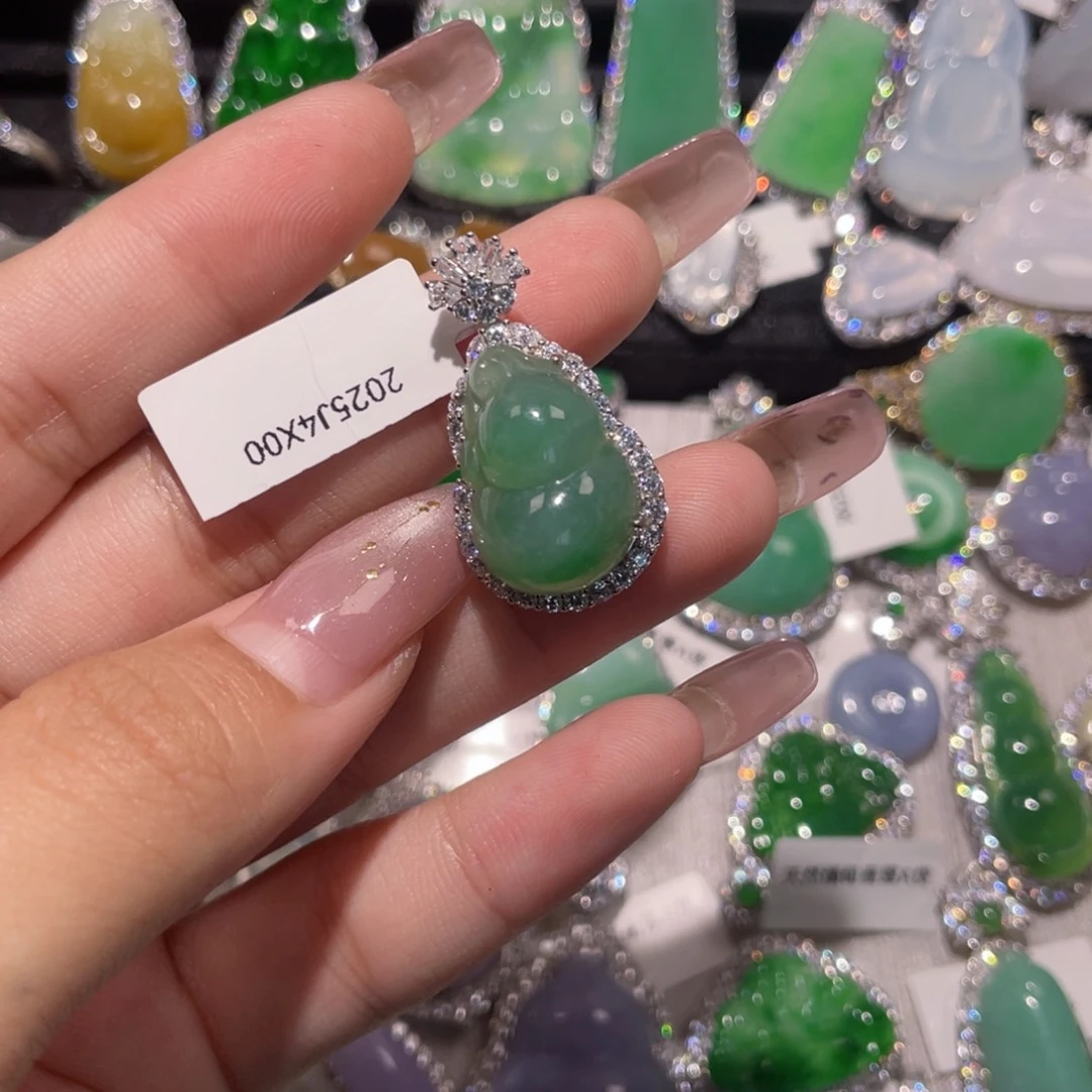 翡翠银S925镶嵌挂件