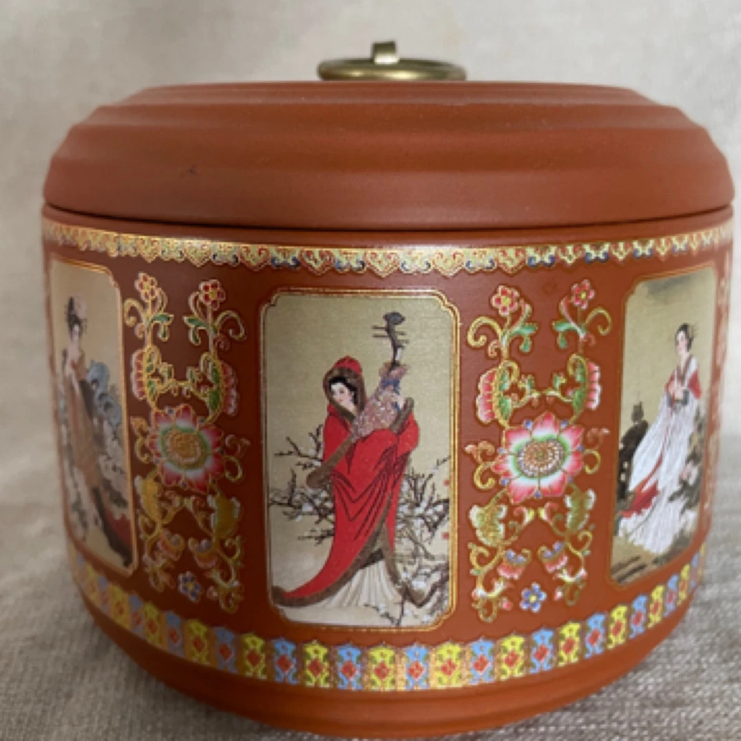 半斤装紫砂茶罐密封罐醒茶罐中国四大美女家具摆件普洱茶