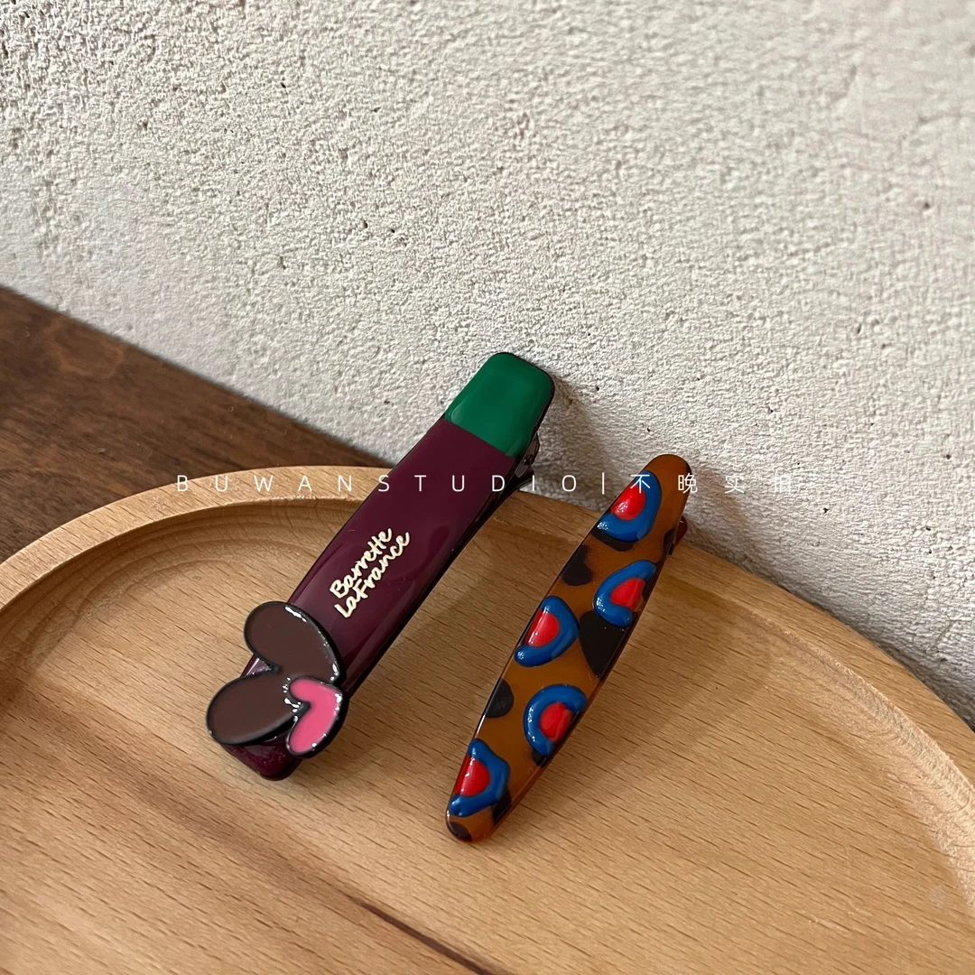 韩国东大门新款爱心AB版发夹鸭嘴夹侧边夹女前额刘海碎发夹发卡