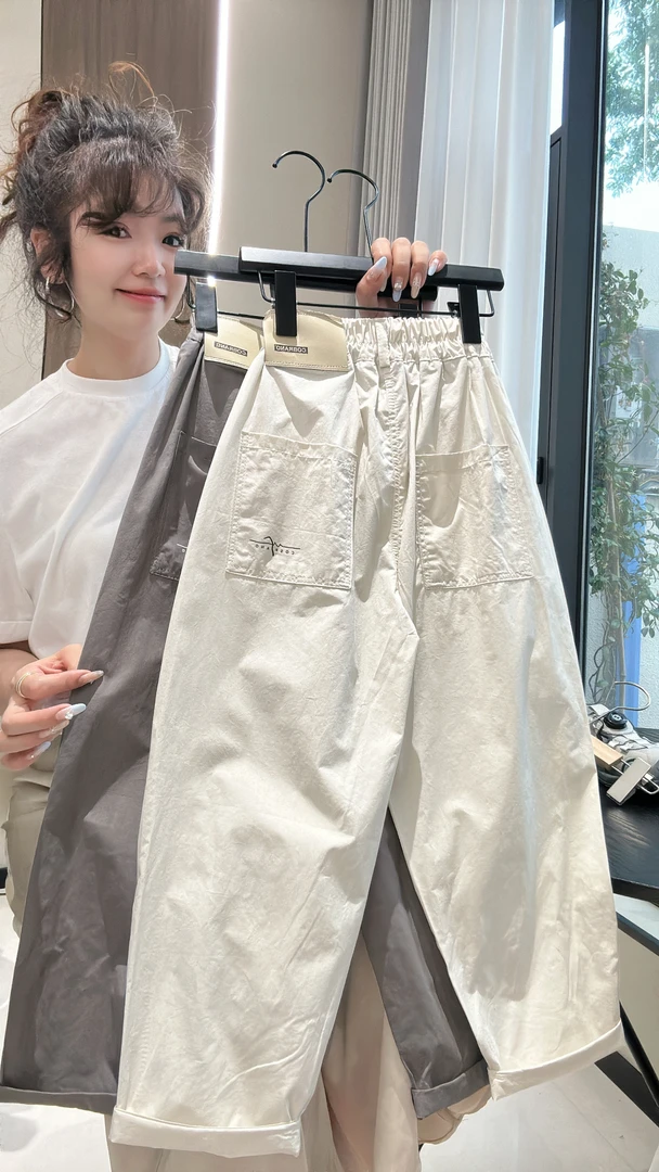 【纯棉水洗】休闲裤夏款宽松韩版男女童春夏长裤潮流时尚百搭裤子