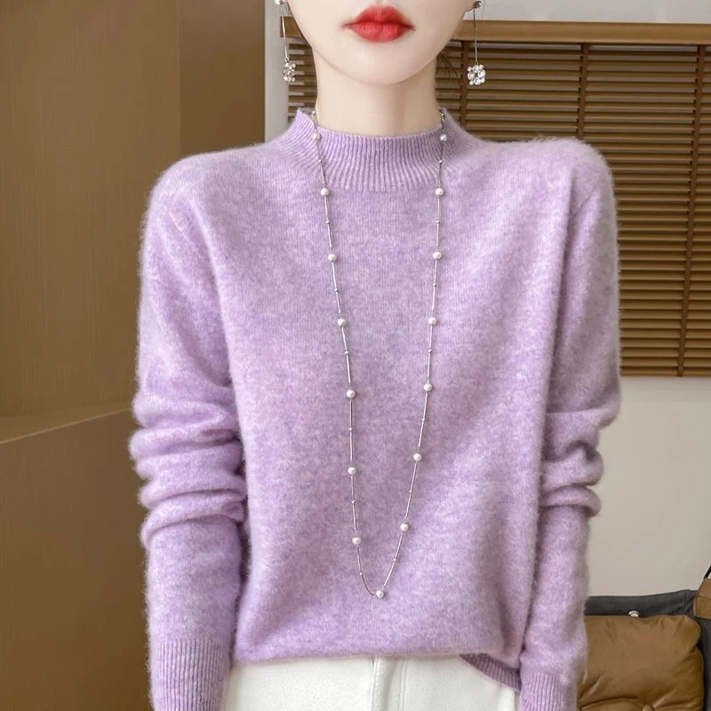 正品撤柜剪标羊毛衫半高领针织衫毛衣秋冬新款纯色套头打底衫上衣