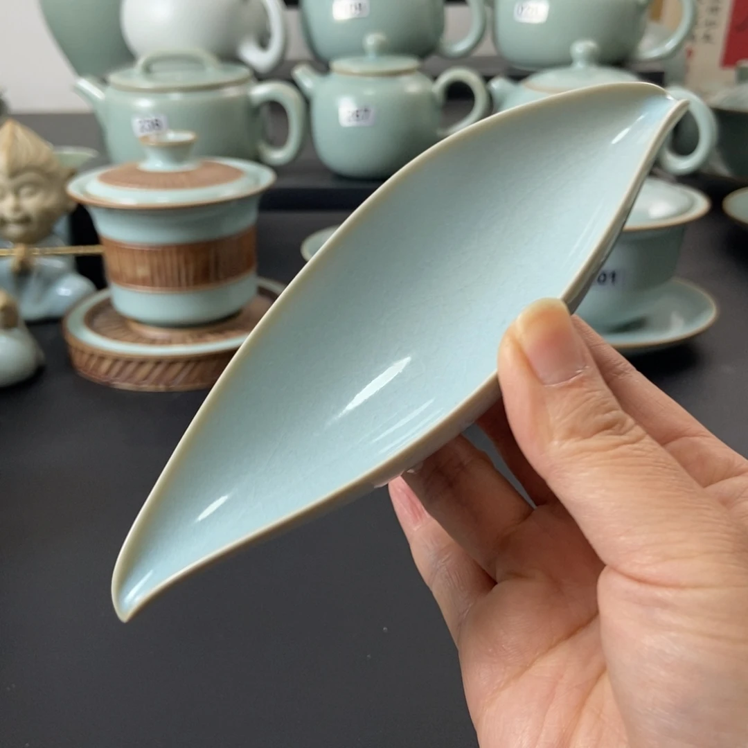 天青釉水茶则微瑕微瑕