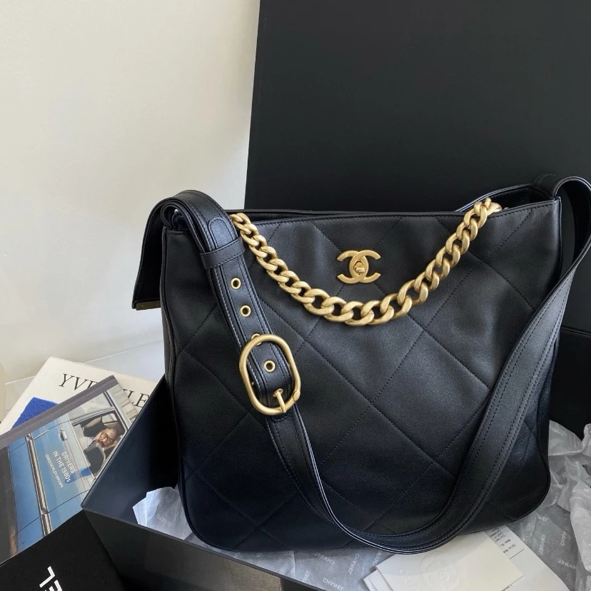 99新 Chanel/香奈儿 香奈儿 21k黑金嬉皮hobo 25080014-05