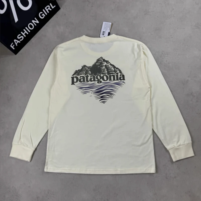 巴塔哥尼亚纯棉长袖重磅休闲男士秋季宽松T恤新款打底圆领印花潮
