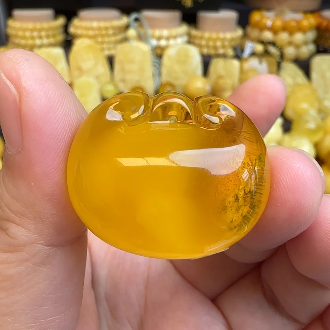 琥珀未镶嵌吊坠(不含链)天然俄料蜜蜡如意吊坠