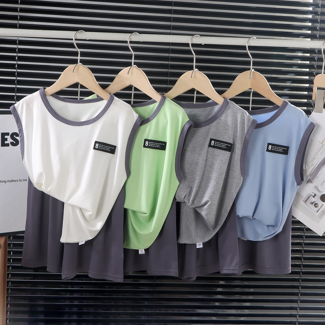 2025夏季新款舒适薄款家居服套装中大童宽松休闲时尚背心短裤套装