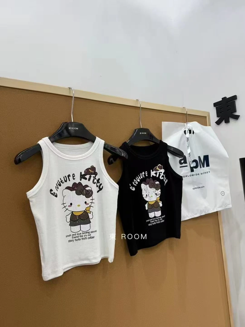 2025新款韩版宽松显瘦百搭休闲卡通印花辣妹休闲老钱风松弛感女装